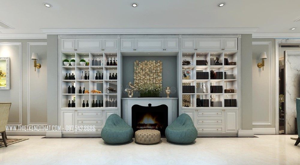 Mẫu tủ kệ đẹp ở nhà liên kề tại khu đô thị Văn Quán